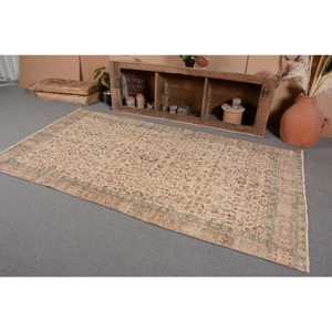 คลาสสิกสีเบจสีน้ำตาลขนาด4.7x8.6ฟุตวินเทจผ้าวูลตุรกีเป็นมิตรต่อสิ่งแวดล้อมทำจากยางเย็บปะติดปะต่อสี่เหลี่ยมผืนผ้าโถงทางเดินข้างเตียงพรมใหม่ - Product Image 3