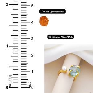 ครอบครัว Birthstone ขายส่งแหวนหยาบซิทรินเพิร์ล 925 เงินสเตอร์ลิงออกแบบอัญมณีคริสตัลอัญมณี - Product Image 2