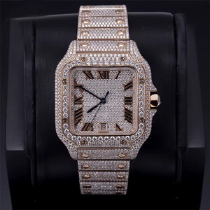 Reloj Mecánico Personalizado Estilo Hip Hop con Moissanita VVS para Hombre, Reloj de Lujo con Esfera Plateada y Oro Blanco Completo, Joyería de Moda - Product Image 1