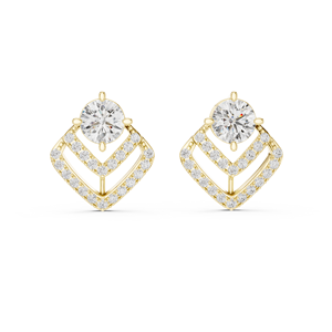 Boucles d'oreilles clous en diamant rond de laboratoire 3,40 ct Harmonic Jewels, or 10K plaqué rhodium, pour usage quotidien, bijoux fins, clarté EF VS1 - Product Image 1