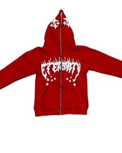 Sweat à capuche personnalisé de haute qualité en éponge française sweat à capuche unisexe avec logo de broderie en chenille intégral avec fermeture éclair hip hop - Product Image 1