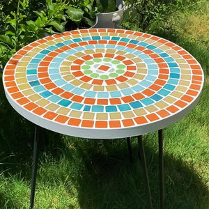 Mesa auxiliar de mosaico deslumbrante: Arte iridiscente-mesa de centro azul-mesa auxiliar-Decoración de sala de estar-regalo - Product Image 1