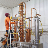 Distillateur hybride cuivre-acier inoxydable 600L avec pompe et moteur PLC pour la production de brandy de fruits, grappa, whisky et gin