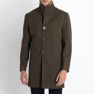 <b>Mens</b> Woolen Blend Eco-Friendly Breathable Thick <b>Pea</b> <b>Coat</b> Notched Collar Single Breasted Long Overcoat Warm Winter Trench <b>Coat</b> - Product Image 2