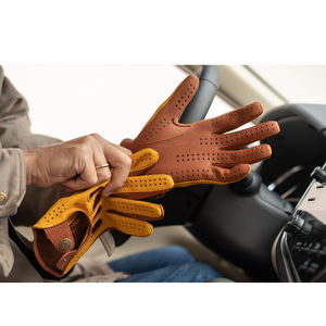 Guantes de conducción de cuero profesional Unisex invierno alta calidad genuino arco puño látigo puntada antideslizante transpirable dedo completo - Product Image 5