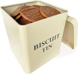 Boîte à biscuits en fer métallique traditionnelle conçue avec un thème vintage offrant une durabilité pour le stockage des biscuits et autres collations - Product Image 3