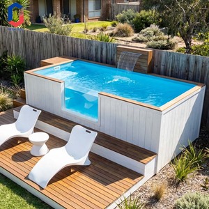 สระว่ายน้ำไฟเบอร์กลาสแบบตั้งพื้นพร้อมจากุซซี่ หนา 10 มม. รูปทรงสี่เหลี่ยมผืนผ้า ป้องกันรังสียูวี สำหรับเด็ก - Product Image 1