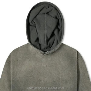 เสื้อฮู้ดล้างกรดสำหรับผู้ชายสีดำตามสั่งสไตล์สตรีทแวร์ใหม่สไตล์สตรีทสำหรับฤดูหนาวขายส่ง - Product Image 5