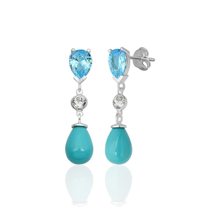 Pendientes de Plata de Ley 925 Azuris ALPALI2047 con Turquesa, Perla en Forma de Gota y Circonita Color Aqua, Recién Llegados de Turquía - Product Image 2