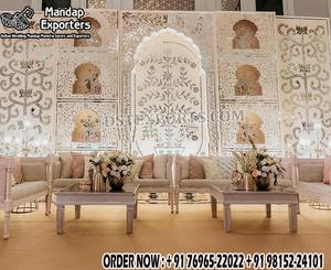 Fiesta pakistaní, decoración de escenario, paneles de fondo, arcos, aspecto real, marco de espejo atractivo, marcos de espejo de fondo de boda personalizados - Product Image 5