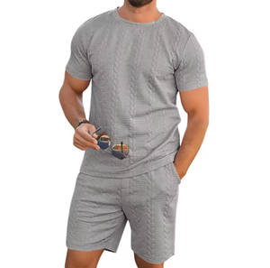 Ensemble décontracté deux pièces pour homme été 2025 T-shirt à manches courtes tendance et short avec logo personnalisé Service d'usine OEM/ODM - Product Image 2