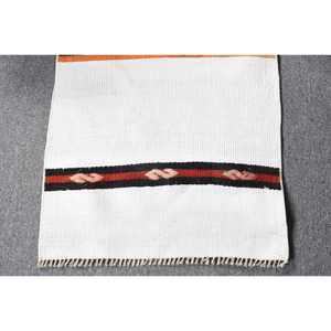 Tapis turc vintage 1,7x4,3 pi (51x132 cm), Kilim blanc et rouge, tapis persan - Product Image 4