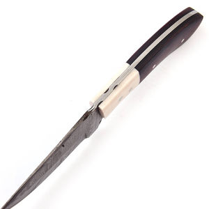 Handmade 1095 15n20 Damascus Steel Camping <b>Knife</b> Dusk Till Dawn Full Tang Straight Blade Micarta Camel <b>Bone</b> <b>Handle</b> Leather - Product Image 4