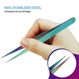 2025 Marque privée Couleur personnalisée Pointe pointue Pince à cils en acier inoxydable Pince à cils OEM - Product Image 4