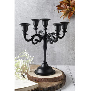 High Quality 5-Arm Metal <b>Candelabra</b> <b>Black</b> Crystal Candle Holder with Best Wholesale Prices for Home Tabletop Decorations - Product Image 5