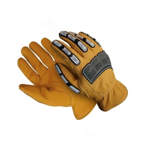 Guantes de conductor de piel de cabra de grano Guantes de rendimiento resistentes a impactos con protección de mano trasera TPR Thinsulate Forrado Seguridad Primero - Product Image 4