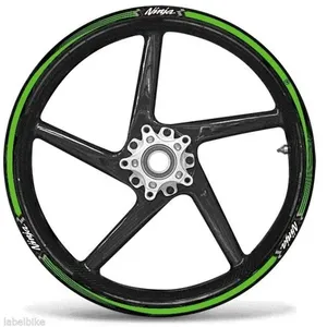 Adesivi per Cerchioni da 17 Pollici per Moto KAWASAKI Ninja VERDI, Strisce Adesive Personalizzate Compatibili - Decorazioni per Ruote - Product Image 1