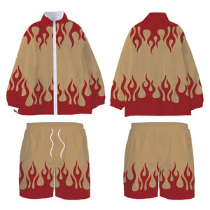 Y2K Streetwear Conjunto cortavientos de moda Personalizado Flame Print Sweatsuit y Shorts Joggers Conjuntos Hombres Unisex Conjunto de dos piezas de verano - Product Image 5