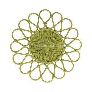 แผ่นรองจานหวายลายดอกไม้แบบเรียบง่าย, แผ่นรองจานทอมือสำหรับตกแต่งโต๊ะอาหาร, แผ่นรองจานหวายลายดอกไม้สำหรับรับประทานอาหาร ขายส่ง - Product Image 2