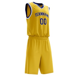 Uniforme de basket-ball jaune personnalisé de conception la plus récente la plus vendue 100% Polyester respirant tissu à séchage rapide OEM vêtements d'équipe pour hommes - Product Image 2