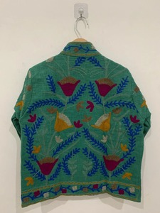 Chaqueta corta de invierno con bordado Suzani verde, chaqueta bohemia de invierno, chaqueta bordada a mano para mujer, regalo - Product Image 5