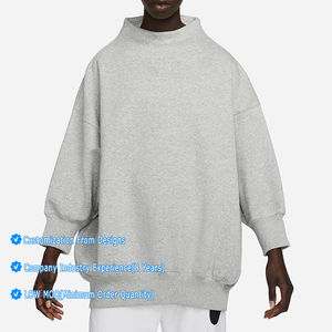 OEM personalizado Logo Drop manga larga Oversized Pullover ropa deportiva moderna de algodón de peso pesado Mock Neck Fleece sudadera para mujer - Product Image 1