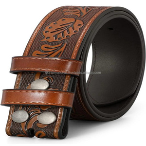 Cinturón de herramientas de cuero occidental de moda para hombre con diseño floral tallado a mano con estilo en todos los tamaños y diseños personalizados - Product Image 4