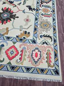 Alfombra de lana alta bordada a mano de estilo turco tradicional 100%, alfombras de área abstracta rosa, conjuntos de alfombras de varios Sizes-5x7 - Product Image 4