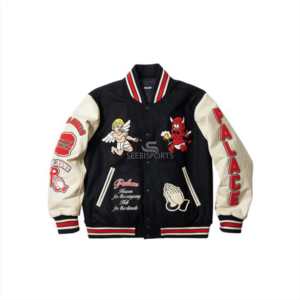 Autocollant numérique entièrement personnalisable Bomber Jacket Men Varsity Baseball Casual Button Design College Letterman Winter Wear Dyed - Product Image 1