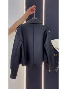 Veste en cuir PU pour femme printemps automne Manteau en cuir de moto coupe-vent décontracté pour femme - Product Image 6