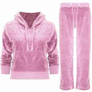 Conjunto Deportivo de Terciopelo de 2 Piezas para Mujer, Otoño Invierno, Chaqueta con Capucha y Cremallera de Manga Larga, Pantalones Deportivos, Traje para Correr - Product Image 1