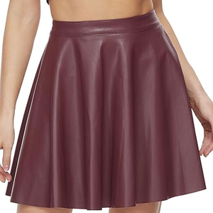 กระโปรงหนังของผู้หญิงกระโปรงสั้นหนังแท้ยาวปกติสีพื้นปรับแต่งได้ - Product Image 1