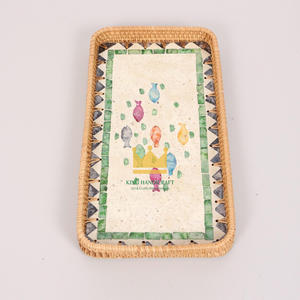 Plateau à fruits en rotin écologique Mélange de rotin rectangulaire Plateau de service en nacre pour la maison Made in Viet Nam - Product Image 2