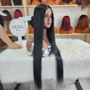 Perruques en dentelle frontale HD lisses et droites, 100% cheveux humains vierges, sans colle, dentelle transparente, longue longueur, femmes noires - Product Image 5