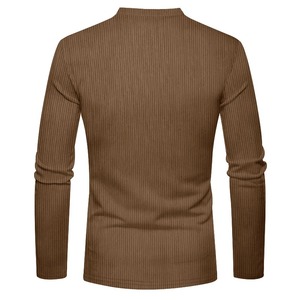 2024 Henry <b>Men's</b> Long-Sleeved Patch Bag T-<b>Shirt</b> <b>Corduroy</b> Leisure Style <b>for</b> Foreign Trade <b>Men's</b> Spring New Design - Product Image 1