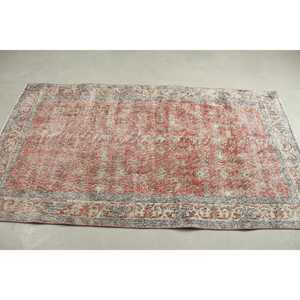 3.7x6.7 ft Rug, Turkish Rug, Vintage <b>Red</b> <b>Wool</b> Plants & trees Rug - Product Image 3