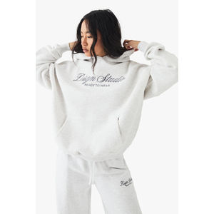 Sudaderas con capucha de hombro caído para mujer Venta al por mayor Casual Sudadera con capucha de mujer Moda de otoño Sudadera de color liso con estampado de logotipo personalizado - Product Image 1