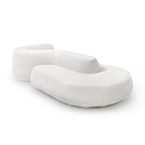 Sofá KAY Contemporáneo de Tela Bouclé, Sofá Individual Convertible para Sala de Estar, Extensible y Ajustable para Esquina, Ideal para Casa o Apartamento - Product Image 1