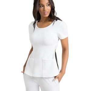 2025 nouveau Style 4 voies Stretch à manches courtes infirmières robe élégante femmes croix ligne cou médical gommages hôpital uniforme dentaire - Product Image 2