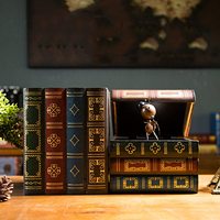 2 packs de boîtes de rangement pour livres anciennes en bois vintage Poubelle décorative pour livres