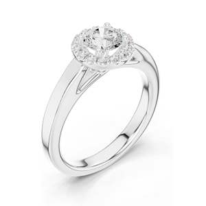 Bague de fiançailles halo avec diamant de laboratoire rond brillant de 0,818 carats, clarté VVS-VS EF, or 18 carats, 14 carats, 10 carats et argent 925, rose - Product Image 4