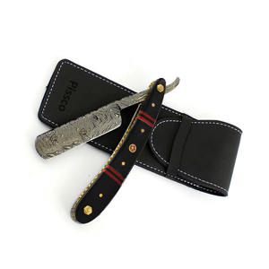 Navaja de afeitar plegable de acero inoxidable con logotipo personalizado, cuchilla recta para barbero, fabricada por Pissco Pakistán - Product Image 2