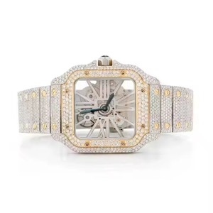 Montre Mossinate plaquée or à la demande avec diamants glacés avec montre entièrement buste pour hommes disponible au meilleur prix - Product Image 1