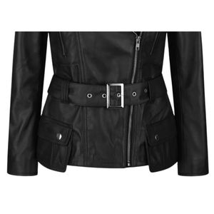 Chaqueta de Motociclista de Piel de Oveja Genuina Hecha a Medida de Primera Calidad para Mujer, 100% Resistente al Viento, Elegante, con Estampado de Moda - Product Image 6