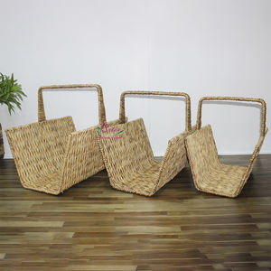 Artex Dong Thap Handmade Water Hyacinth <b>Log</b> Basket Stylish Eco Friendly Carrier for <b>Fireplace</b> and Wood <b>Logs</b> - Product Image 1