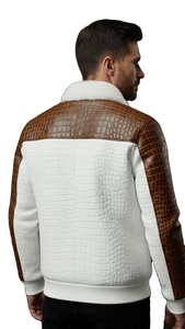 Blousons en cuir premium pour hommes, en cuir véritable embossé crocodile, style tendance, veste d'hiver, design personnalisé, fabrication OEM - Product Image 4