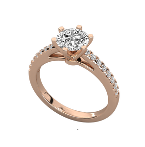 Anillo de Compromiso de Plata de Ley 925 con Diamante Cultivado en Laboratorio, Color VVS1 E, Chapado en Oro de 14K para Mujer - Product Image 1