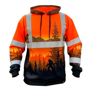 Sudadera con capucha de manga larga de seguridad de alta visibilidad con logotipo personalizado para hombre, bolsillos de canguro, Flash LED, secado rápido, trabajo en carretera, chaleco informal de alta visibilidad - Product Image 1