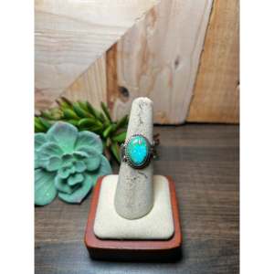 Navajo-Made <b>Statement</b> Gemstone <b>Ring</b> Sonoran Mountain Turquoise & Sterling <b>Silver</b> Bezel Setting Everyday Wear Size 6.5 - Product Image 1