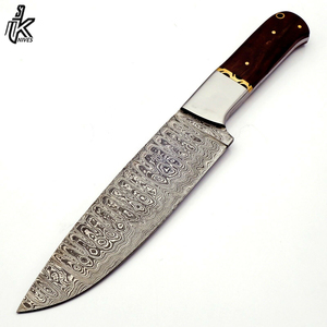 Cuchillo de cocina de acero damasco hecho a mano con mango, suministro de madera rosa a precio de fábrica - Product Image 2